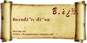 Bozsán Éva névjegykártya